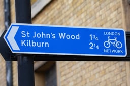 Direction and mileage to St. John's Wood and Kilburn in London, UK