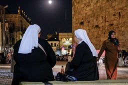 Nuns sit in Jerusalem's Old City (Illustrative)
