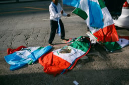 Mexican flags during demonstration