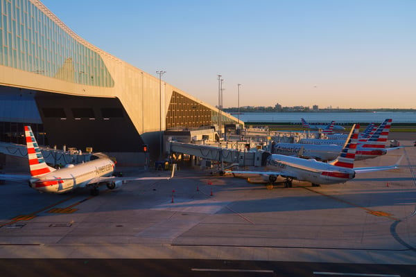 NEW YORK, NY -14 SEP 2022- View of the renovated terminal at LaGuardia Airport (LGA) in Queens, New York, United States.