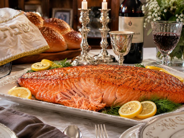 Salmon can be a true centerpiece. Illustration.