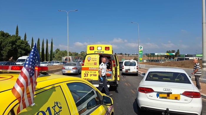 Magen David Adom ambulances in car ramming scene, Route 57