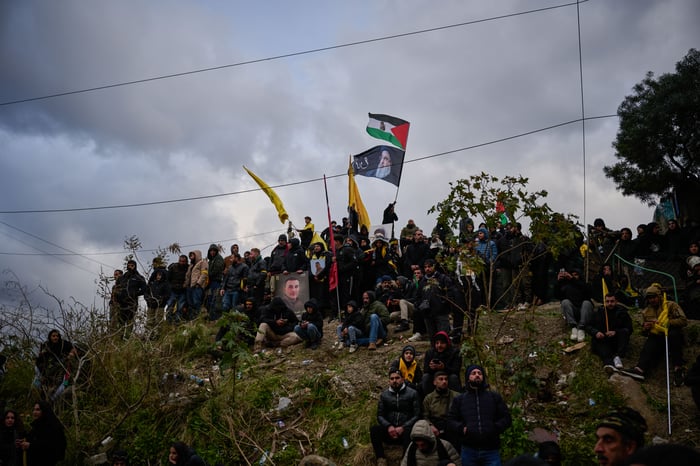 Hezbollah supporters mourning Hassan Nasrallah.