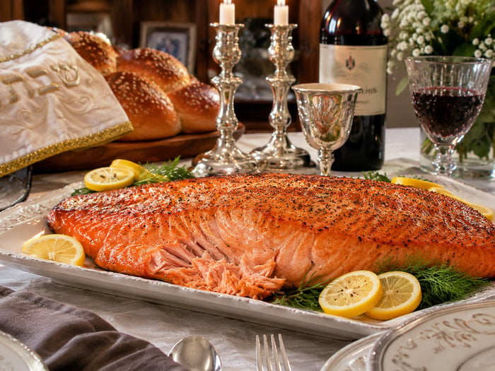 Salmon can be a true centerpiece. Illustration.