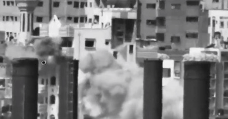 Striking Hamas targets.