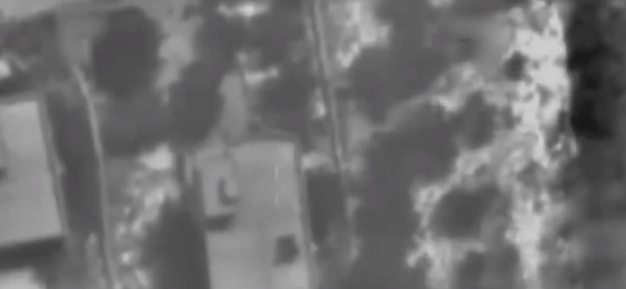 Drone spotting the target site, just before the air strike.