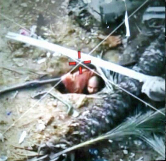 Coming out of the hole to be eliminated.