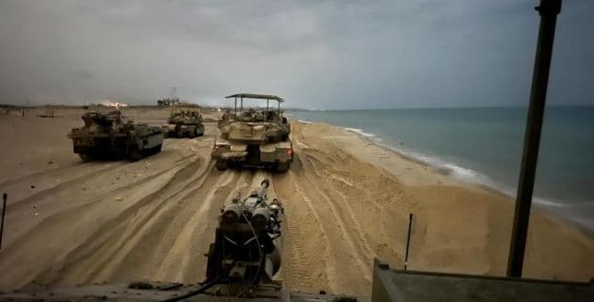 Tanks on the Gaza Strip beach.