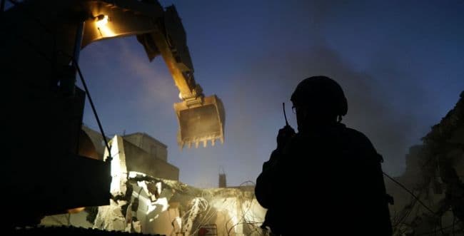 Demolition of terrorist houses, illustration