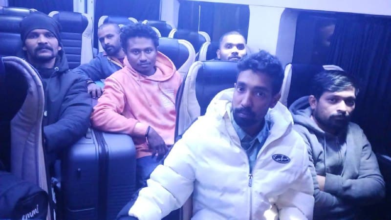 Foreign workers being evacuated to safety.