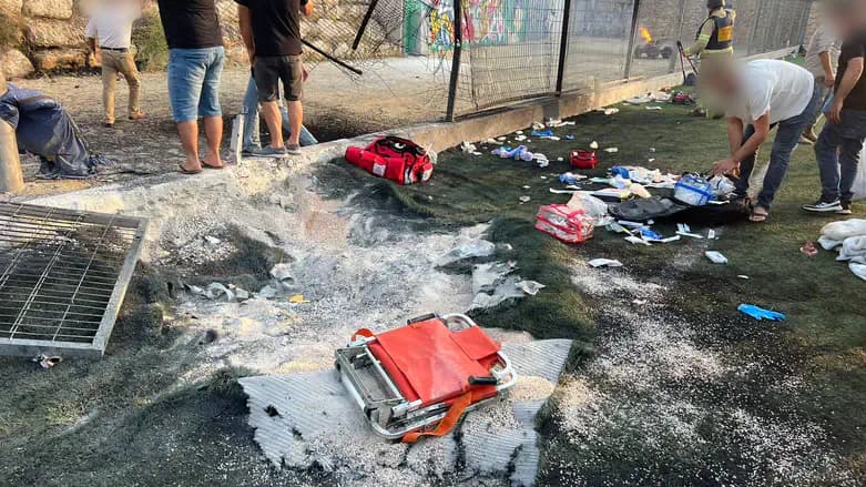 Scene of the horrific rocket attack on the soccer field