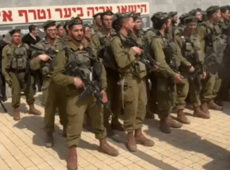 Soldiers completing their beret march.