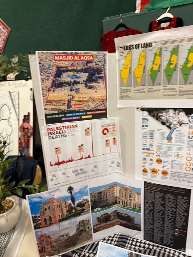 The anti-Israel, pro-Hamas propaganda display 