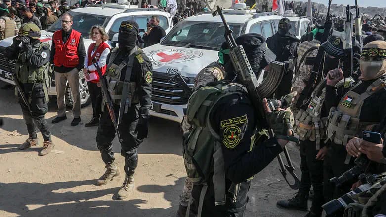 Hamas terrorists during hostage exchange