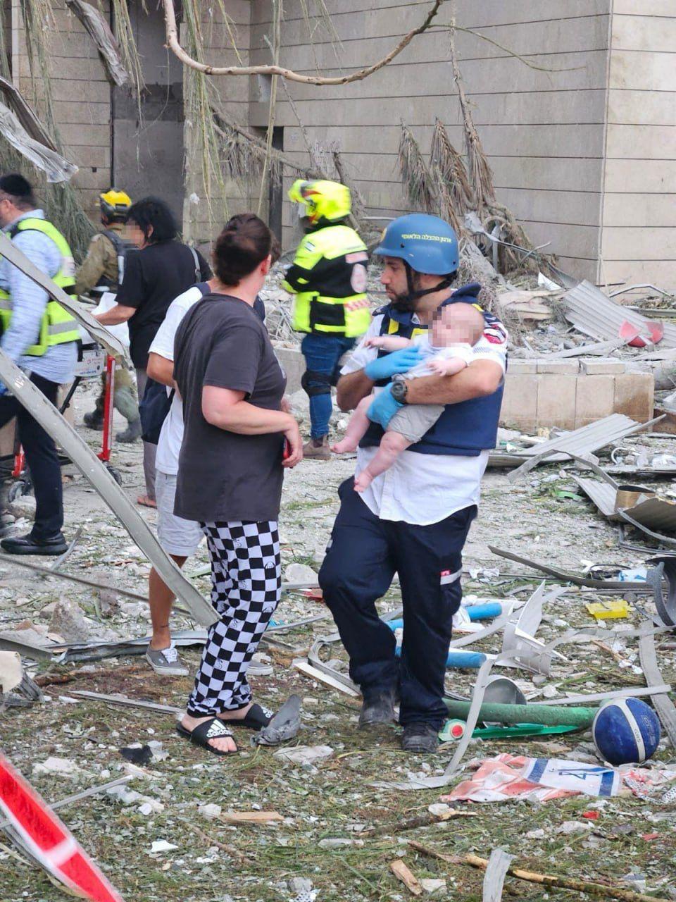 Scene of Iranian missile hit in Israel, 15 June 2025