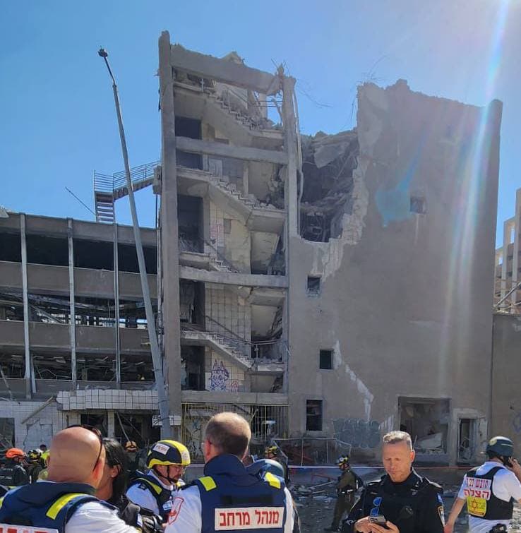 Scene of rocket impact in Haifa, June 20, 202