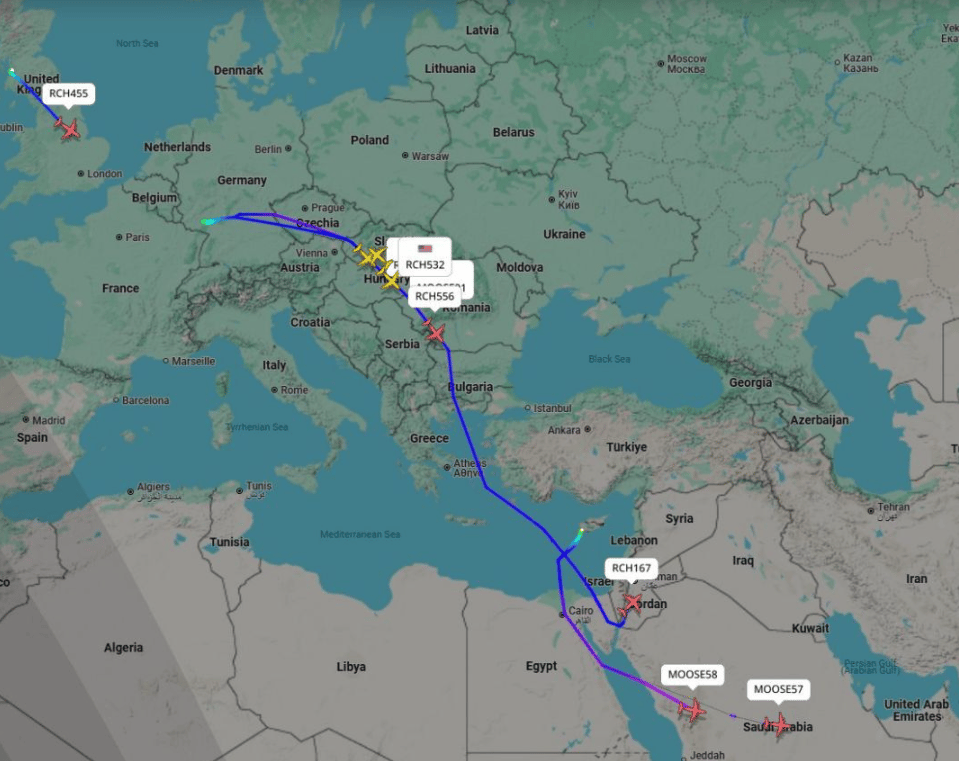 : Several C-17 transport aircraft are en route to U.S. Central Command bases