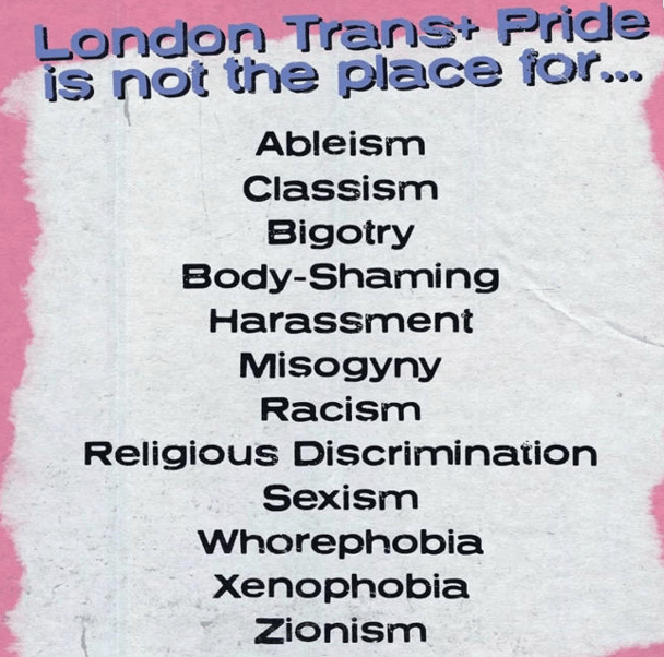 London Trans Pride 'Ban List'