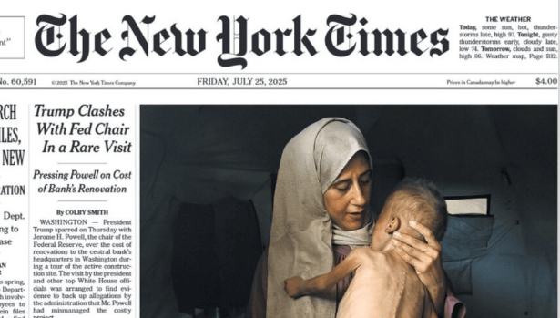 NYT front page, 25 July 2025