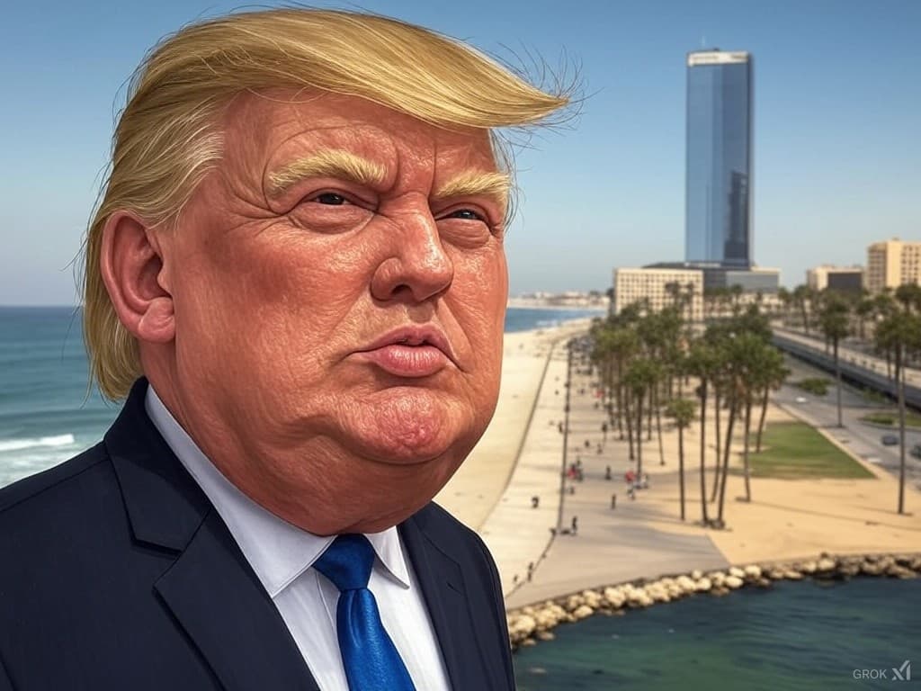 Donald Trump next to his Gaza Riviera