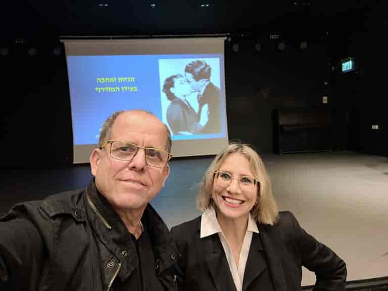 Adi Gross with psychologist Yael Doron background