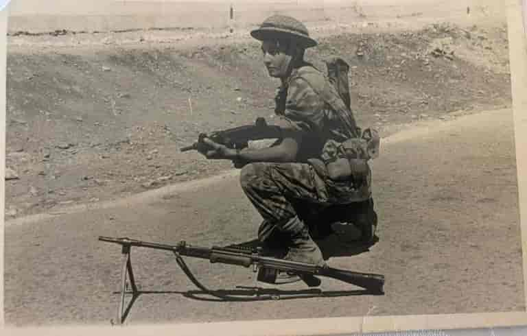 First week of his enlistment in the IDF, recruit base in Gush Etzion, 1968 background