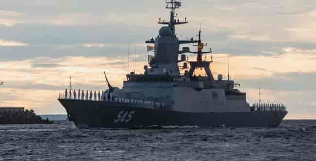 The Russian Navy in the Black Sea background