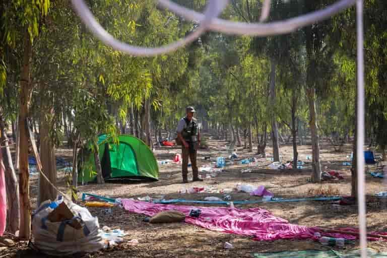 The scene of slaughter at the Re'im nature rave. background