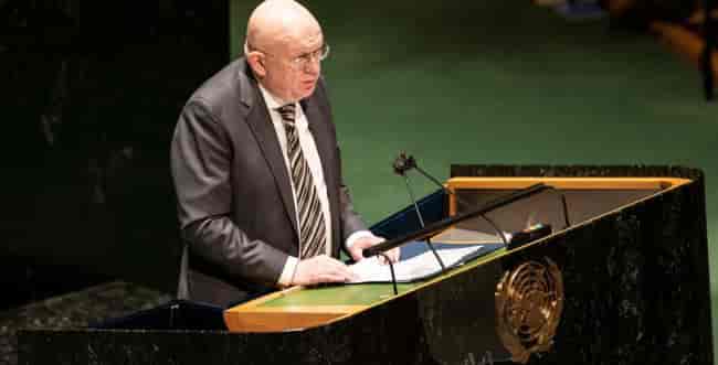 Russian UN representative Vasily Nebenzya background