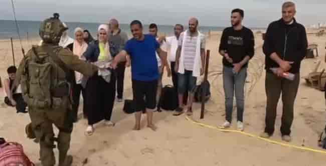 IDF forces aiding fleeing Gazan civilians. background