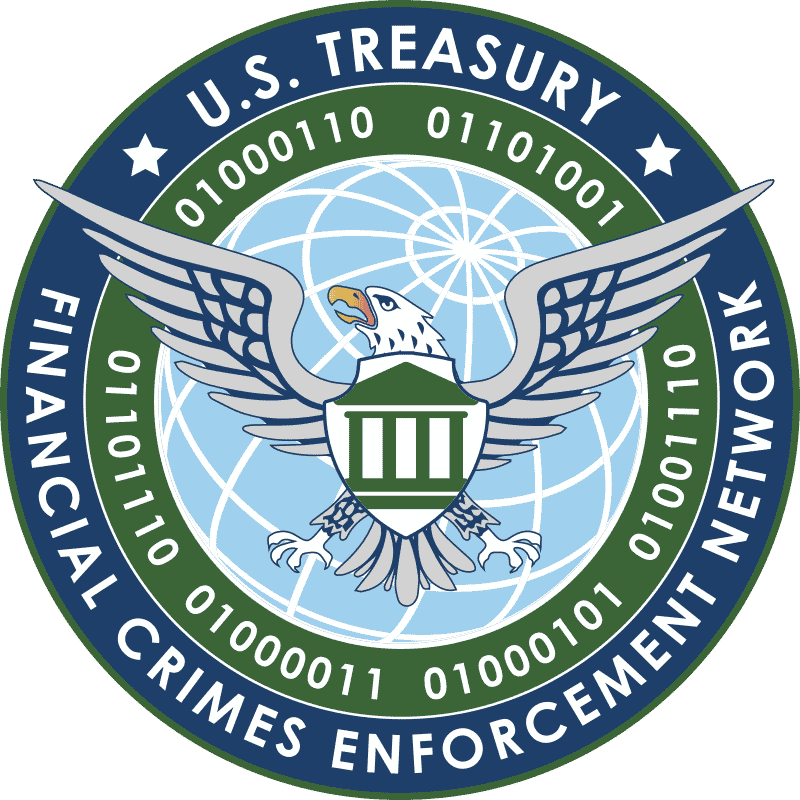 A US-led international task force to fight Hamas funding. US Treasury Financial Crimes insignia.y background