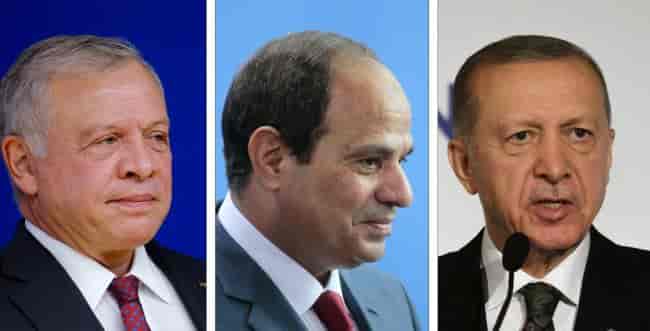 El-Sisi (Shutterstock), Erdogan and Abdullah (Shutterstock / Alexandros Michailidis) background