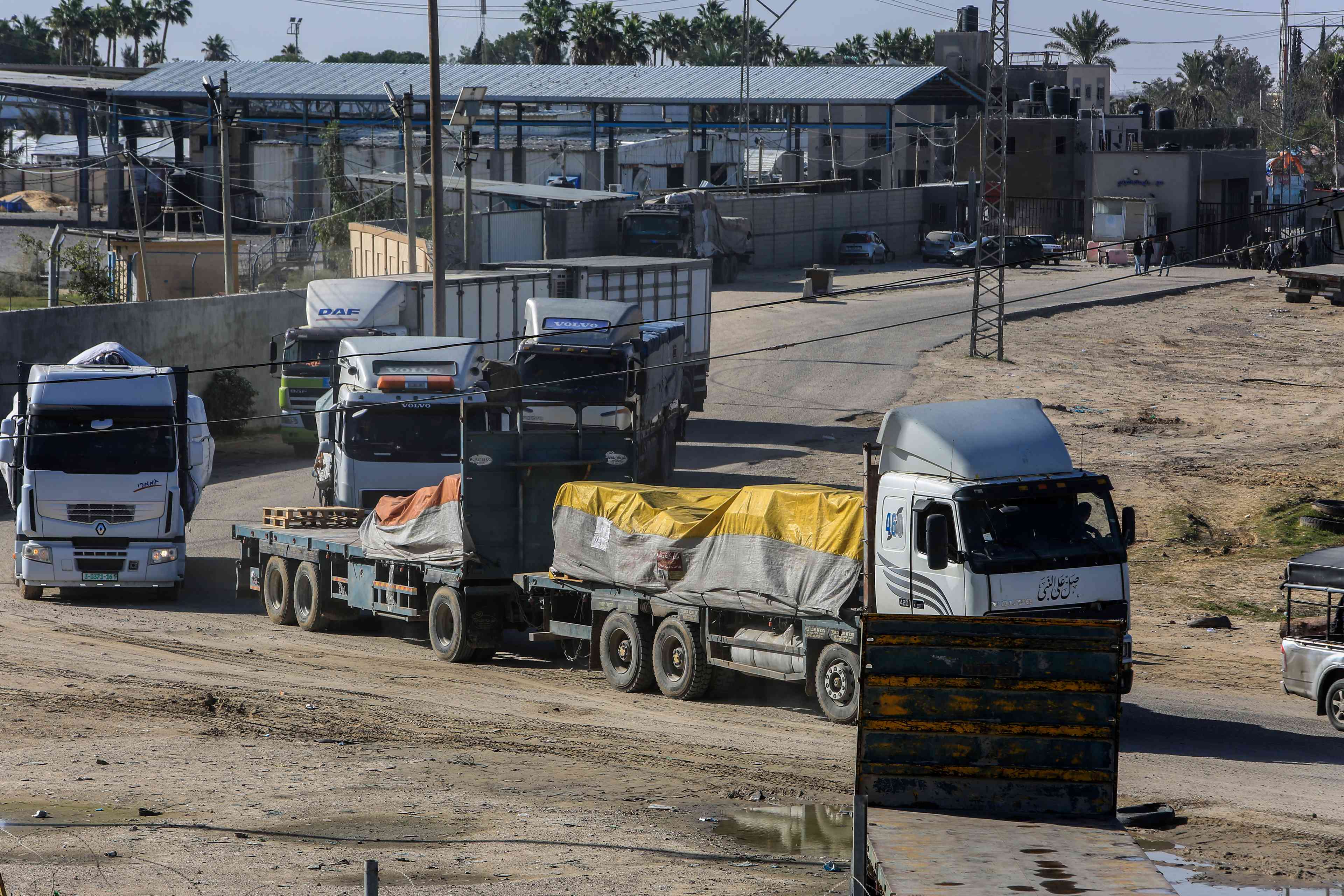 Humanitarian aid comes above ground, but the IDF fears what comes in below ground. Rafah crossing. background