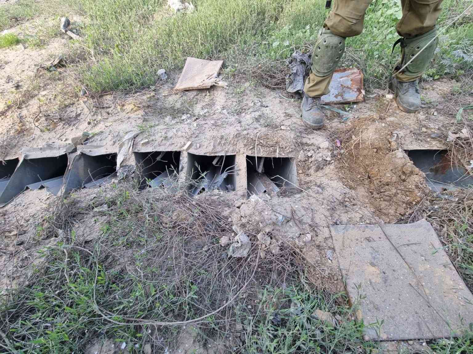 Destroyed rocket launchers. background
