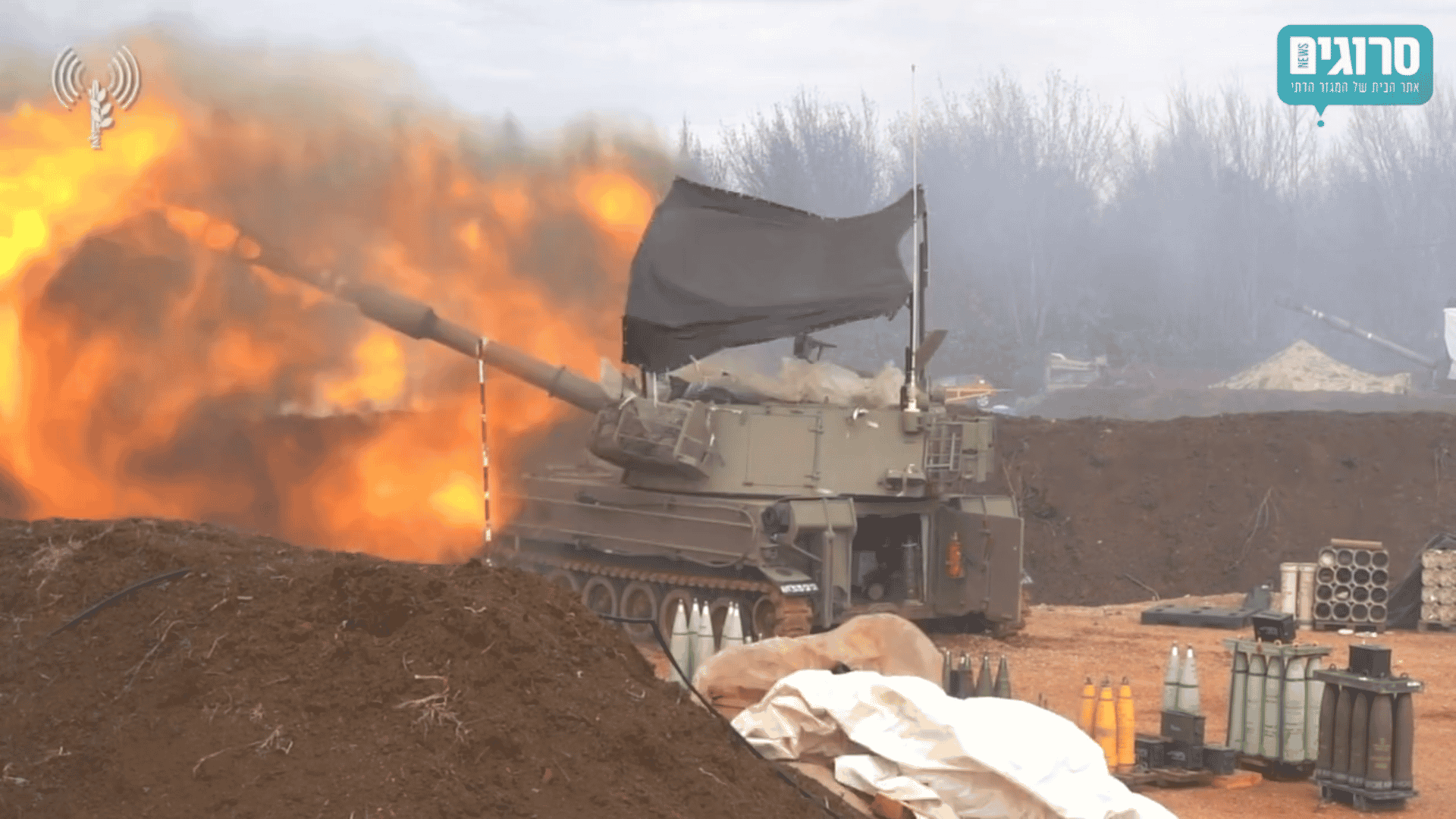 Artillery attack on the Lebanon border. background