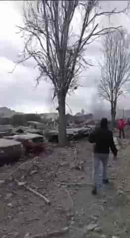 Destruction in southern Lebanon following IAF strike background