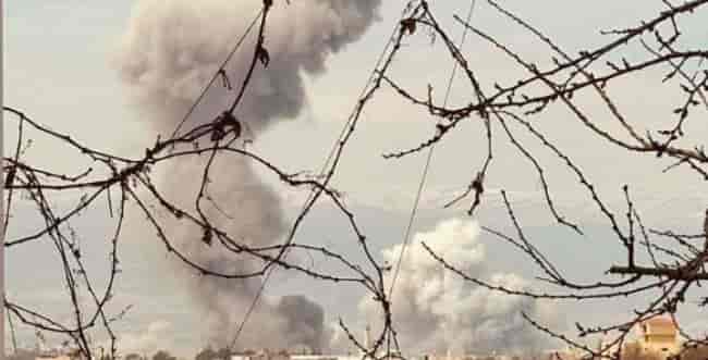 Scene of strike near Beqaa Valley background