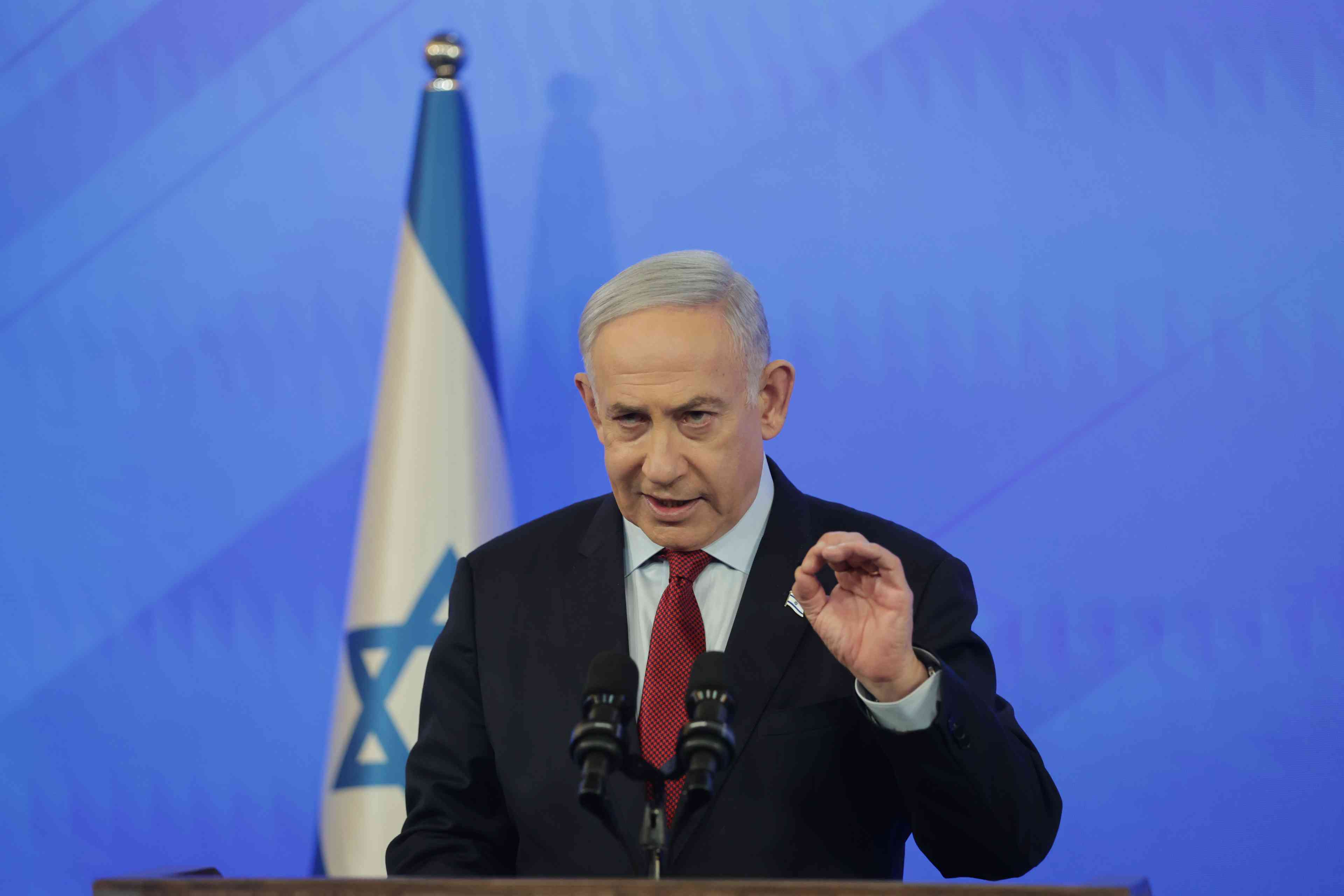 Prime Minister Binyamin Netanyahu. background