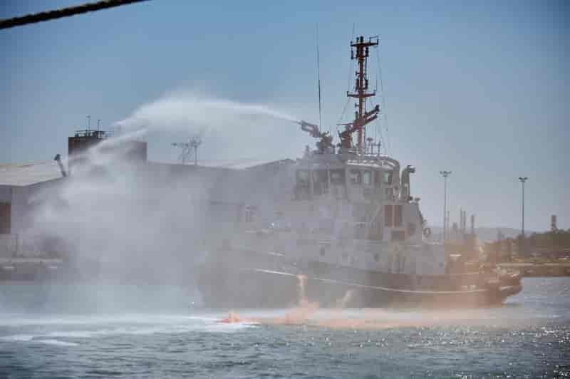 Simulating a rescue operation from a burning ship. background
