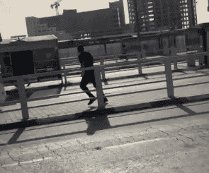 The fleeing terrorist just before being gunned down. background