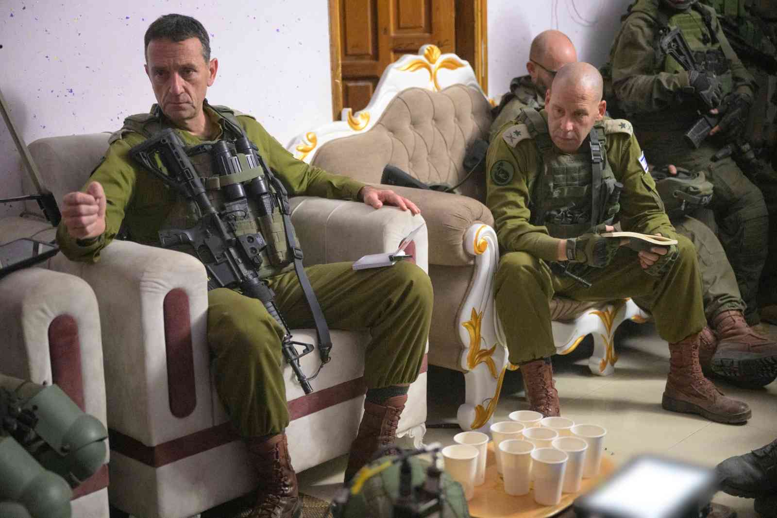 IDF Chief of Staff Herzi Halevi at Khan Yunis. background