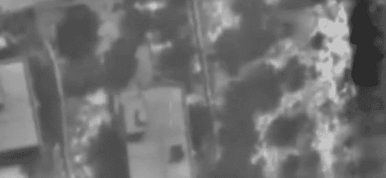 Drone spotting the target site, just before the air strike.