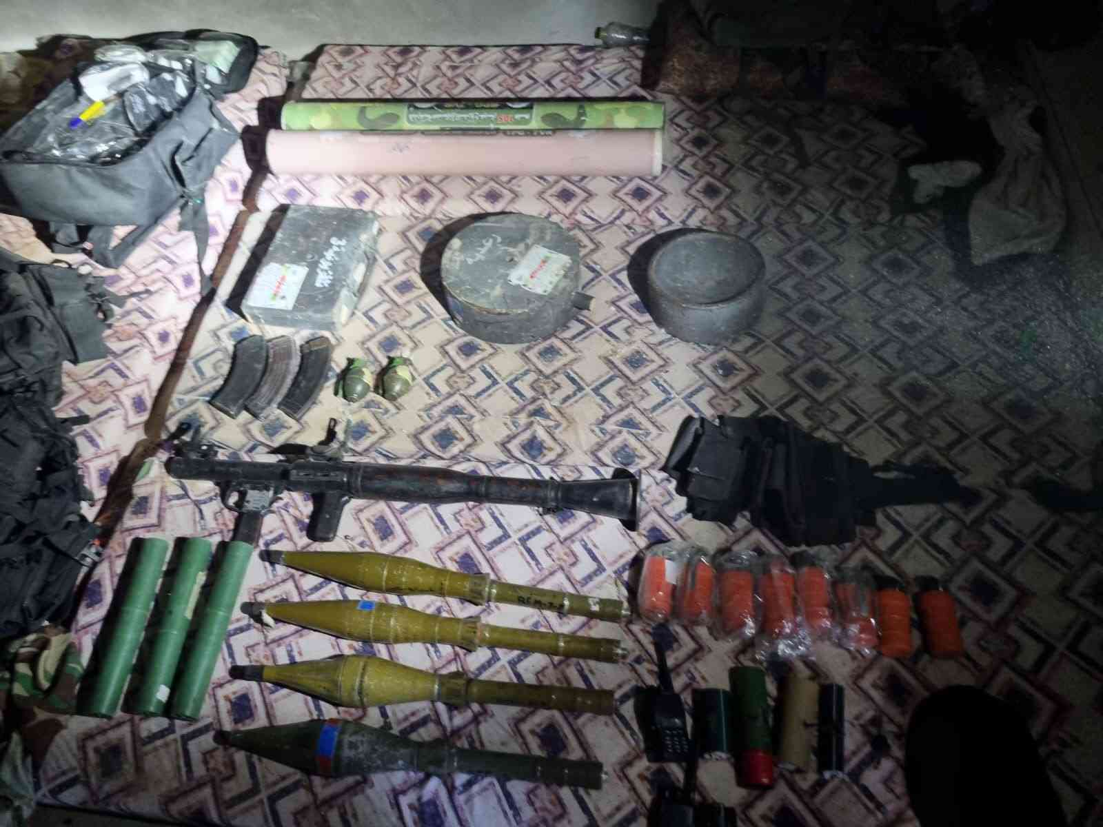 Weapons discovered in underground warehouse. background