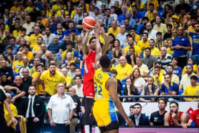 Yesterday's finals in the Israeli Basketball Premier League match between Hapoel Tel Aviv and Maccabi Tel Aviv on June 17, 2024. background