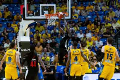 Israeli Basketball Premier League match between Hapoel Jerusalem and Maccabi Tel Aviv in Tel Aviv on June 5, 2024. background