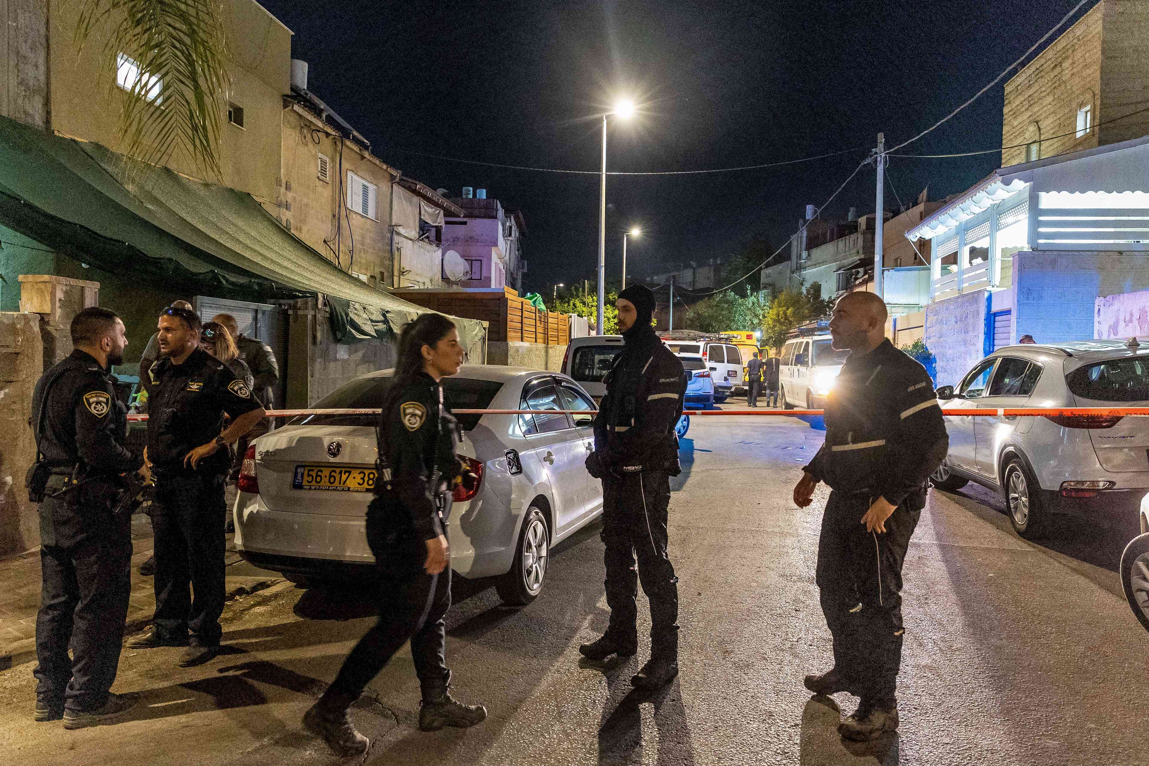 Police at crime scene background