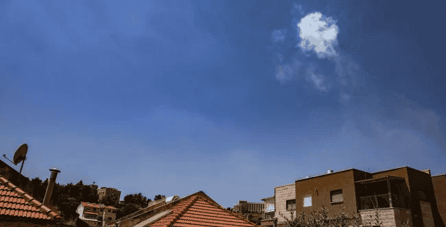 Rocket intercepted over Safed background