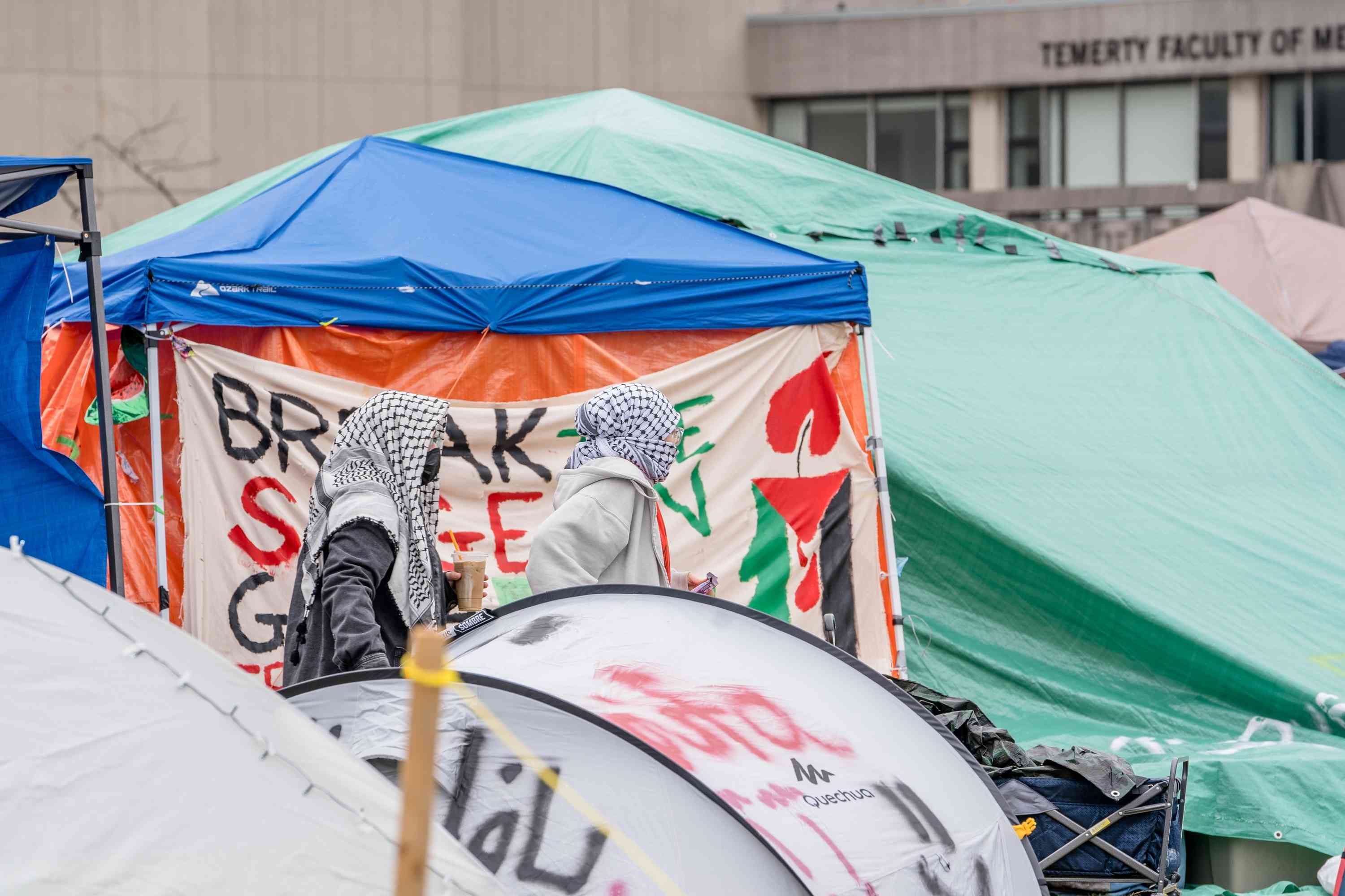 Pro-Palestinian encampment in Canada background