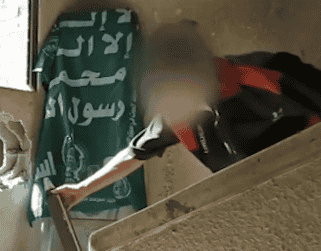 Hamas terrorist fighting in civilian garb. background