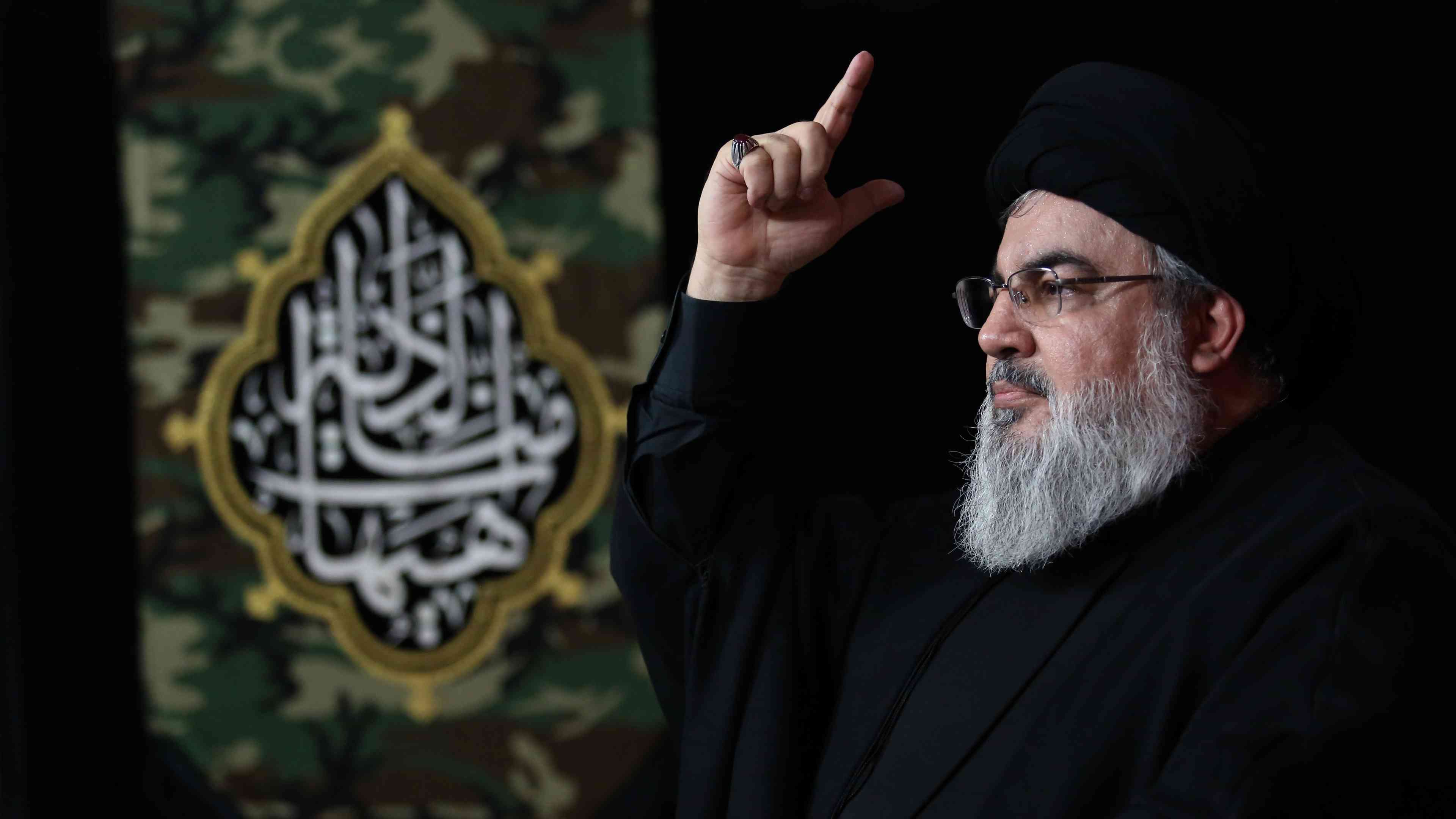 Hezbollah leader Hassan Nasrallah background